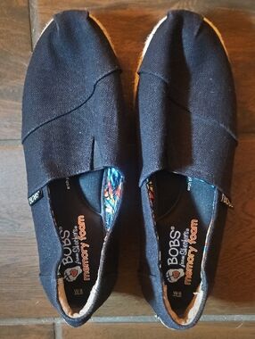 BOBS by Skechers Black Canvas Slip-On Espadrilles